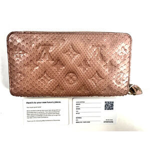 Louis Vuitton Monogram Exotics Pink Python Zippy Long Wallet